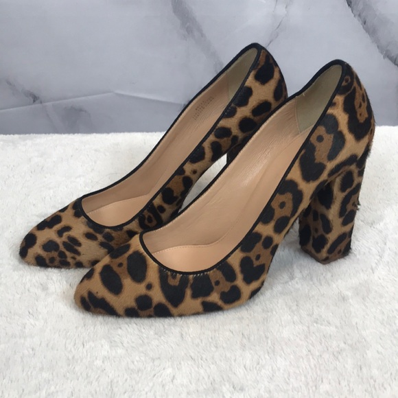 J Crew calf hair leopard print Leather block heel - Picture 3 of 7